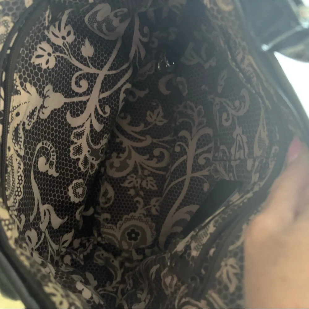Brighton Black Shoulder Bag with Floral Embossing - Picture 5 of 9